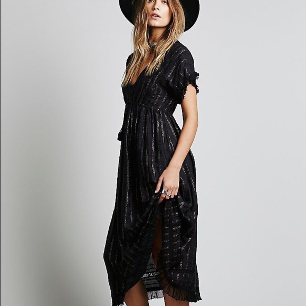 Free People Black Rose Gold Maxi Dress